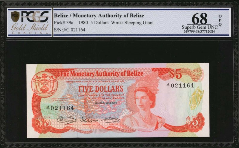 BELIZE. Monetary Authority of Belize. 5 Dollars, 1980. P-39a. PCGS GSG Superb Ge...