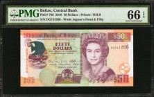 BELIZE. Central Bank. 50 Dollars, 2010. P-70d. PMG Gem Uncirculated 66 EPQ.

Higher denomination of Queen Elizabeth II series. Nice original conditi...