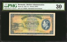 BERMUDA. Bermuda Government. 1 Pound, 1947. P-16. PMG Very Fine 30.

Printed by BWC. A Very Fine example of this colorful 1 Pound Bermuda note.

E...