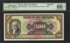 BRAZIL. Banco do Brasil. 500 Mil Reis, 1923. P-122Afp & 122Ap. Proofs. PMG Choice Uncirculated 58 EPQ & Gem Uncirculated 66 EPQ.

2 pieces in lot. A...