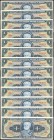 BRAZIL. Tesouro Nacional. 1 Cruzeiro, ND (1954-58). P-150a. About Uncirculated.

22 pieces in lot. Some consecutive. A pleasing grouping of 1 Cruzei...