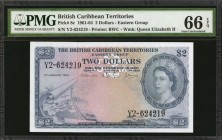 BRITISH CARIBBEAN TERRITORIES. Eastern Group. 2 Dollars, 1961-64. P-8c. PMG Gem Uncirculated 66 EPQ.

A phenomenal condition for this last date of t...