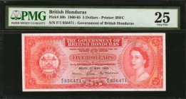 BRITISH HONDURAS. Government of British Honduras. 5 Dollars, 1960-65. P-30b. PMG Very Fine 25.

Popular Queen Elizabeth II series in red strong brig...