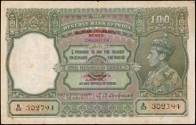 BURMA. Burma Currency Board. 100 Rupees, ND (1947). P-33. Very Fine.

Overprint on India P-20. A Very Fine example of this 100 Rupees note. King Geo...