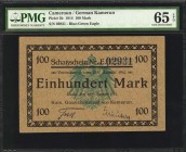 CAMEROON. German Kamerun. 100 Mark, 1914. P-3b. PMG Gem Uncirculated 65 EPQ.

Blue-Green Eagle. An absolutely stunning gem 100 Mark from this sought...