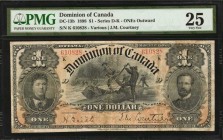 CANADA. Dominion of Canada. 1 Dollar, 1898. DC-13b. PMG Very Fine 25.

Logging flanked by Countess and Earl of Aberdeen. Hand-signed at left; Courtn...