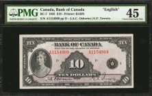 CANADA. Bank of Canada. 10 Dollars, 1935. BC-7. PMG Choice Extremely Fine 45.

English text. Printed by BABN. A mid-grade Princess Mary design with ...
