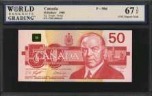 CANADA. Bank of Canada. 50 Dollars, 1988. P-98d. WBG Superb Gem Uncirculated 67 TOP.

Higher denomination with William Lyon Mackenzie King on front ...