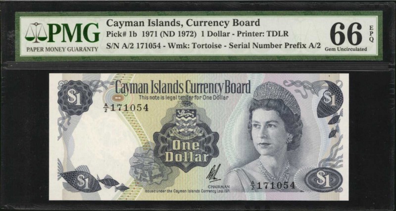 CAYMAN ISLANDS. Currency Board of Cayman Islands. 1 Dollar, 1971 (ND 1972). P-1b...