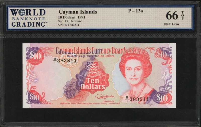 CAYMAN ISLANDS. Currency Board. 10 Dollars, 1991. P-13a. WBG UNC Gem 66 TOP.

...