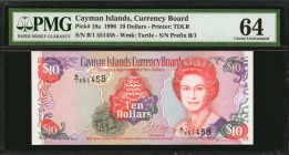 CAYMAN ISLANDS. Currency Board. 10 Dollars, 1996. P-18a. PMG Choice Uncirculated 64.

Next in same series. Higher denomination of Queen Elizabeth II...