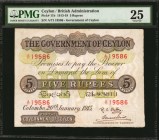 CEYLON. Government of Ceylon. 5 Rupees, 1913-19. P-11b. PMG Very Fine 25.

A difficult early design from Ceylon and seen here with still pleaasing d...