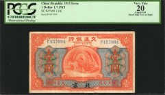 CHINA--REPUBLIC. Bank of Communications. 1 Dollar, 1913. P-110i. PCGS Currency Very Fine 20 Apparent. Small Edge Tear at Right.

(S/M #C126) Peking....