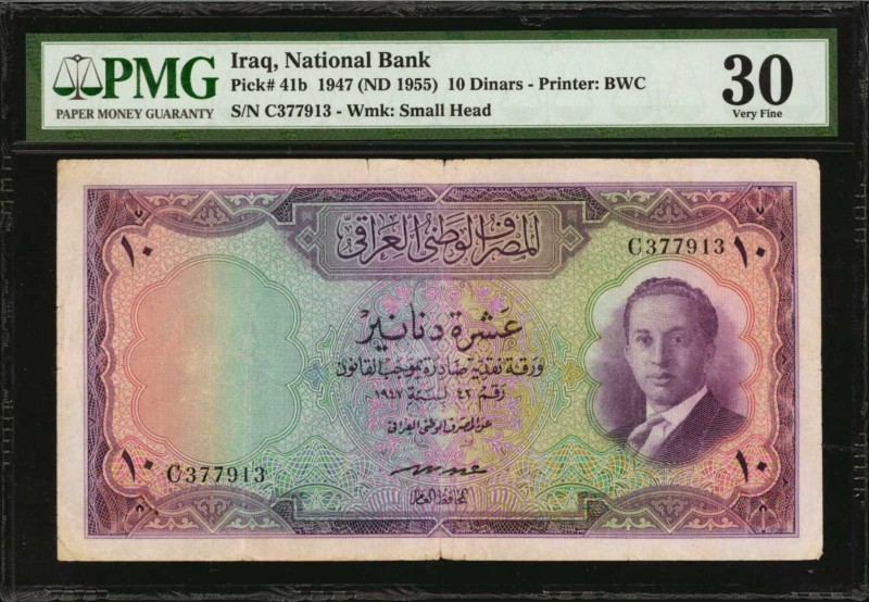 IRAQ. National Bank. 10 Dinars, 1947 (ND 1955). P-41b. PMG Very Fine 30.

Prin...