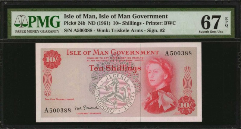 ISLE OF MAN. Isle of Man Government. 10 Shillings, ND (1961). P-24b. PMG Superb ...