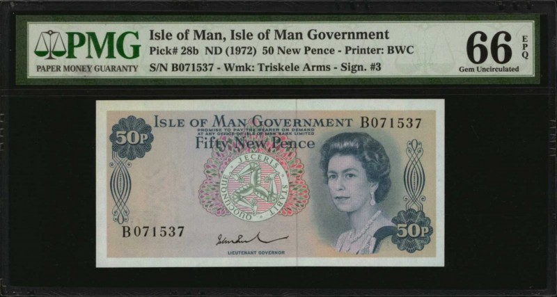 ISLE OF MAN. Isle of Man Government. 50 New Pence, ND (1972). P-28b. PMG Gem Unc...