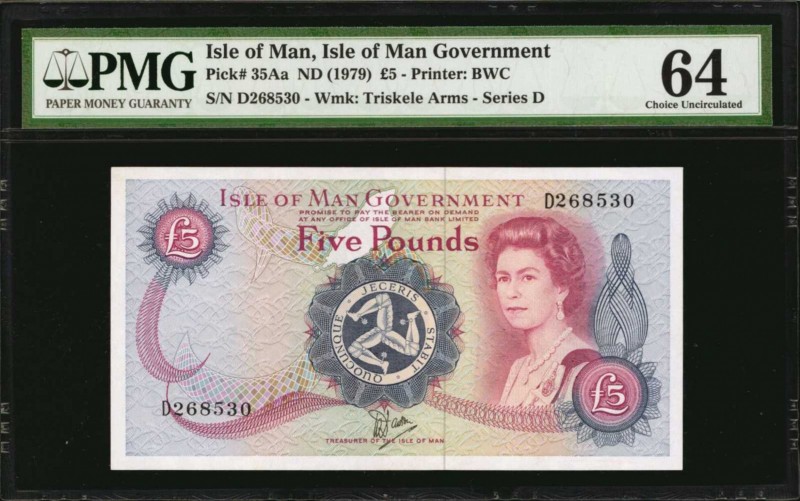 ISLE OF MAN. Isle of Man Government. 5 Pounds, ND (1979). P-35Aa. PMG Choice Unc...