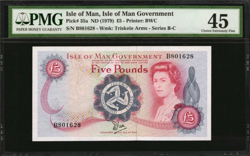 ISLE OF MAN. Isle of Man Government. 5 Pound, ND (1979). P-35a. PMG Choice Extre...