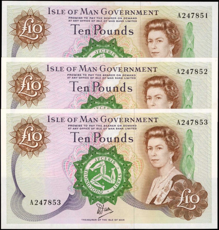 ISLE OF MAN. Isle of Man Bank Limited. 10 Pounds, ND (1991). P-42. Consecutive. ...