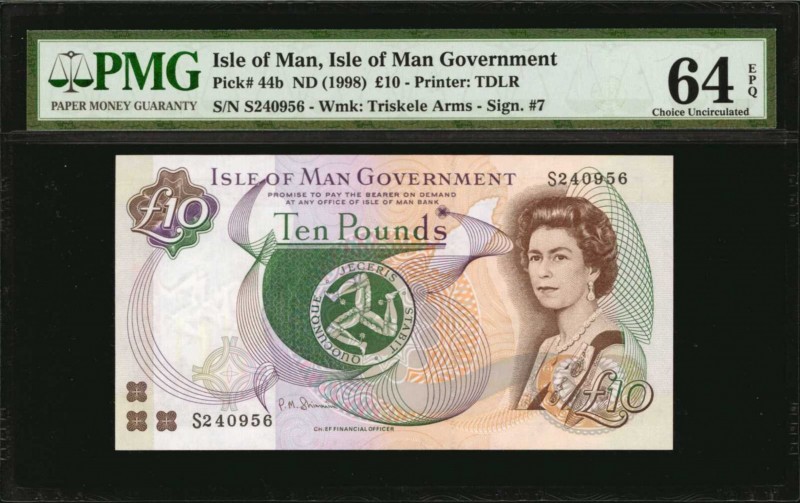 ISLE OF MAN. Isle of Man Government. 10 Pounds, ND (1998). P-44b. PMG Choice Unc...