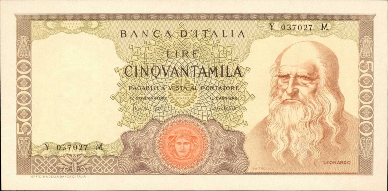 ITALY. Banca d'Italia. 50,000 Lire, 1967 Issue. P-99b. Choice About Uncirculated...