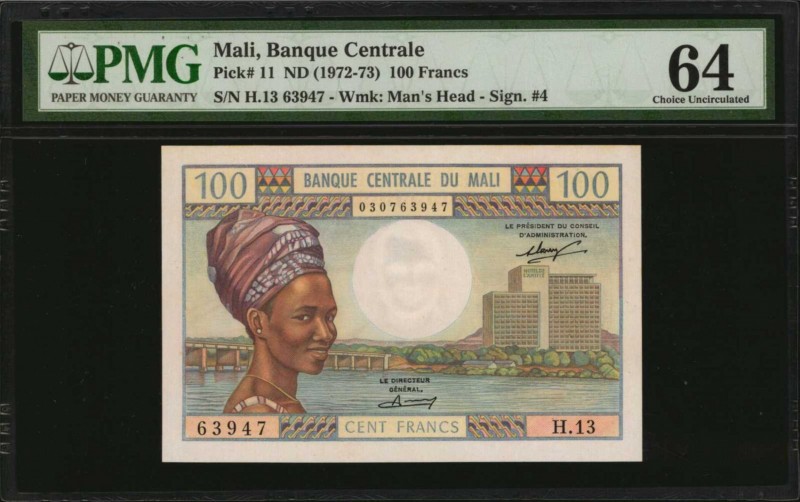 MALI. Banque Centrale. ND (1972-73), 11. P-11. PMG Choice Uncirculated 64.

Fi...