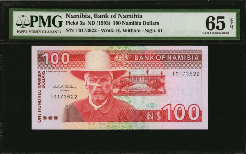 NAMIBIA. Bank of Namibia. 100 Namibia Dollars, ND (1993). P-3a. PMG Gem Uncircul...