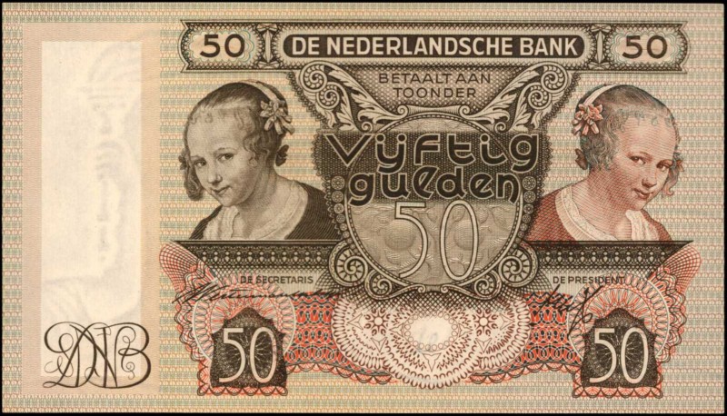 NETHERLANDS. Nederlandsche Bank. 50 Gulden, 1941. P-58/RF5. Replacement. Extreme...