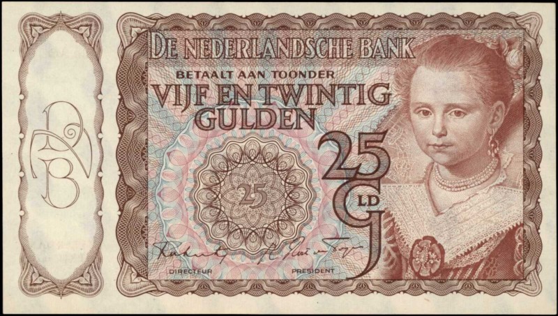 NETHERLANDS. Nederlandsche Bank. 25 Gulden, 1944. P-60. Uncirculated.

Choice,...