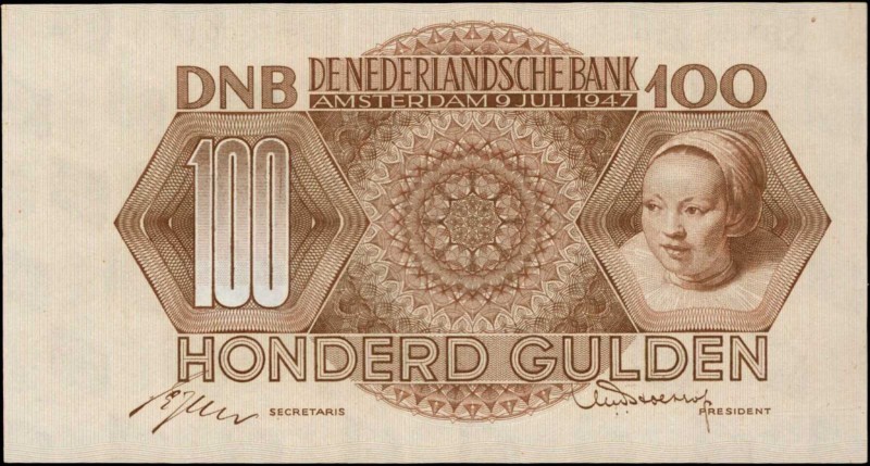 NETHERLANDS. Nederlandsche Bank. 100 Gulden, 1947. P-82. About Uncirculated.

...