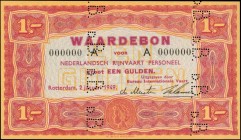 NETHERLANDS. Nederlandsch Rijnvaart Personeel. 1 Gulden, 1949. P-Unlisted. Uncirculated.

Last date for this unlisted "Netherlands Ship Money". Punc...