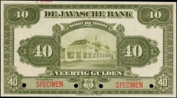 NETHERLANDS INDIES. Javasche Bank. 40 Gulden, 1919-21. P-68s. Specimen. About Uncirculated.

Scarce and highest denomination of series with Javasche...