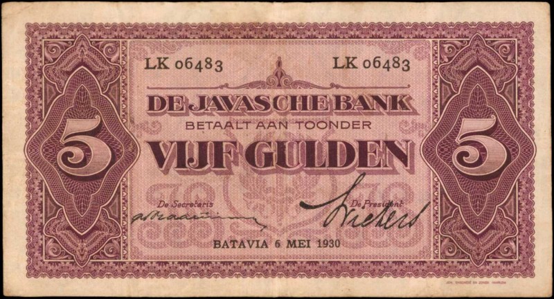 NETHERLANDS INDIES. Javasche Bank. 5 Gulden, 1930. P-69c. Very Fine.

Nice Dut...