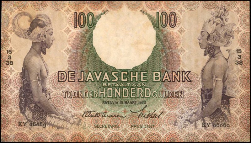 NETHERLANDS INDIES. Javasche Bank. 100 Gulden, 15.03.1938. P-82. Extremely Fine....