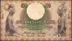 NETHERLANDS INDIES. Javasche Bank. 100 Gulden, 15.03.1938. P-82. Extremely Fine.

Scarce and well preserved large denomination of the Javanese dance...