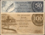 NETHERLANDS INDIES. Javasche Bank. 50 & 100 Gulden, 1946. P-93 & 94. Very Fine.

2 pieces in lot. Higher denomination of the popular 1946 landscape ...