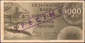 NETHERLANDS INDIES. Javasche Bank. 1000 Gulden, 1946. P-96s. Specimen. Very Fine.

Scarce, highest denomination of series in SPECIMEN stamped twice ...