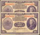 NETHERLANDS INDIES. Nederlandsch-Indie Muntbiljet. 2.5 Gulden, 1943. P-112. Consecutive. About Uncirculated.

2 pieces in lot. Nice lower denominati...