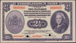 NETHERLANDS INDIES. Nederlandsch-Indie Muntbiljet. 2.50 Gulden, 1943. P-112s. Specimen. About Uncirculated.

SPECIMEN stamped twice in red on face a...