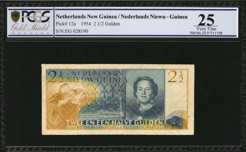 NETHERLANDS NEW GUINEA. Nederlands Niewu-Guinea. 2 1/2 Gulden, 1954. P-12a. PCGS...