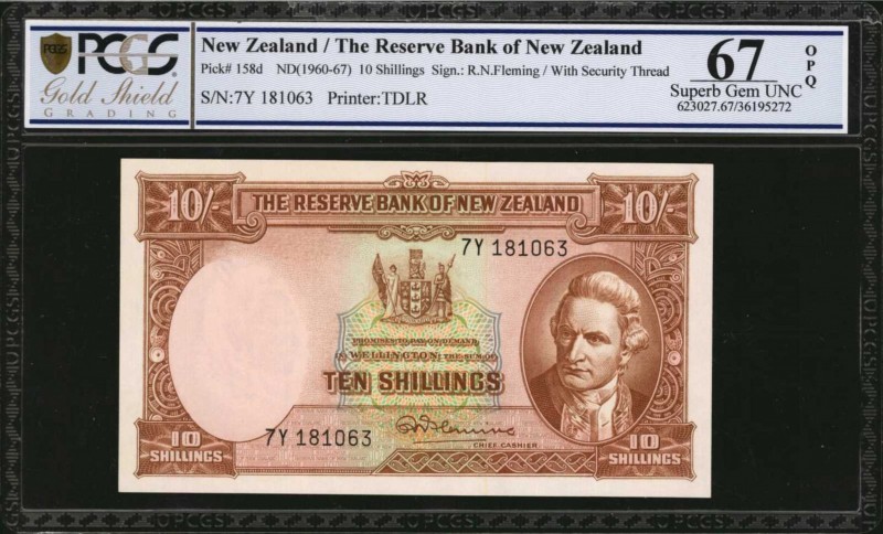 NEW ZEALAND. Reserve Bank of New Zealand. 10 Shillings, ND (1960-67). P-158d. PC...