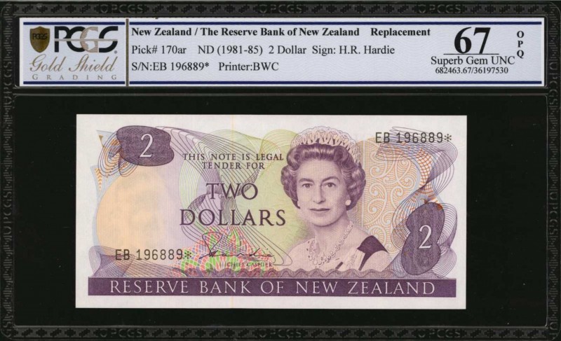 NEW ZEALAND. Reserve Bank of New Zealand. 2 Dollar, ND (1981-85). P-170ar. Repla...