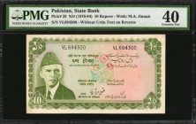 PAKISTAN. State Bank. 10 Rupees, ND (1976-84). P-29. PMG Extremely Fine 40.

Large size with Mohammed Ali Jinnah/Moenjodaro in design, without Urdu ...