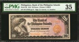 PHILIPPINES. Bank of The Philippine Islands. 20 Pesos, 1912. P-9b. PMG Choice Very Fine 35.

Printed by USBEP. Signatures of D. Garcia and E. Sendre...