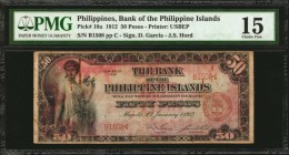 PHILIPPINES. Bank of The Philippine Islands. 50 Pesos, 1912. P-10a. PMG Choice Fine 15.

Printed by USBEP. Signatures of D. Garcia and J.S. Hord. PM...