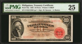 PHILIPPINES. Treasury Certificate. 10 Pesos, 1936. P-84a. PMG Very Fine 25.

President Washington at face on this Treasury series 1936; pp I. Signat...