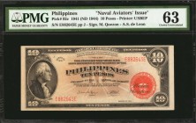 PHILIPPINES. Treasury Certificate. 10 Pesos, 1941 (ND 1944). P-92c. Naval Aviators Issue. PMG Choice Uncirculated 63.

Printed by USBEP. This note w...