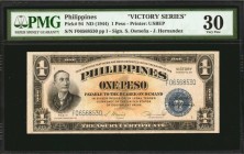 PHILIPPINES. Victory Series. 1 Peso, ND (1944). P-94. PMG Very Fine 30.

Mabini on this VICTORY series #66 pp I. Signatures Osmena-Hernande. Printer...