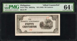 PHILIPPINES. Japanese Government. 50 Centavos, ND (1942). P-105x. Allied Counterfeit. PMG Choice Uncirculated 64 EPQ.

SB2223q. An almost Gem exampl...