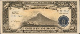 PHILIPPINES. Central Bank of The Philippines. 20 Pesos, ND (1949). P-121a. Very Fine.

A Victory series issued 20 Pesos note, seen with red Central ...